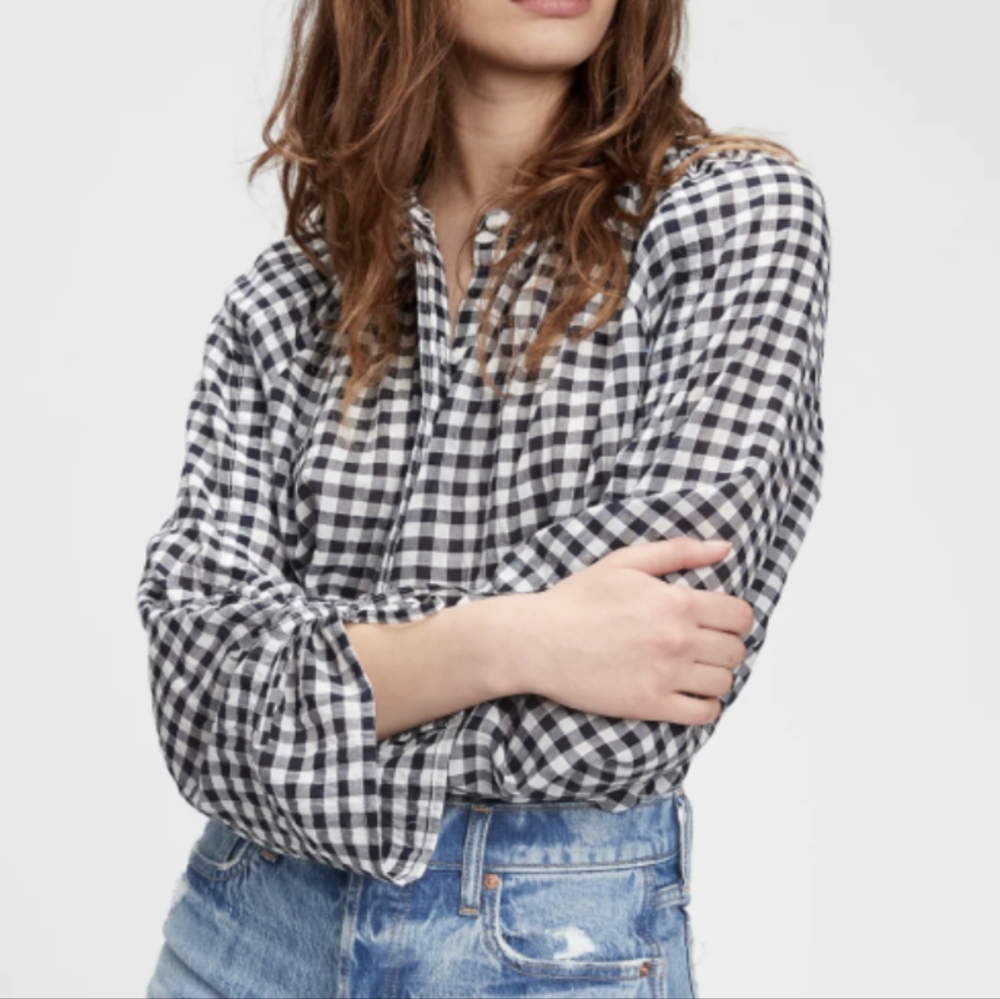 Gap gingham long sleeves blouse size L